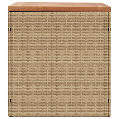 Contenitore da Giardino Beige 110x50x54 cm Polyrattan e Acacia