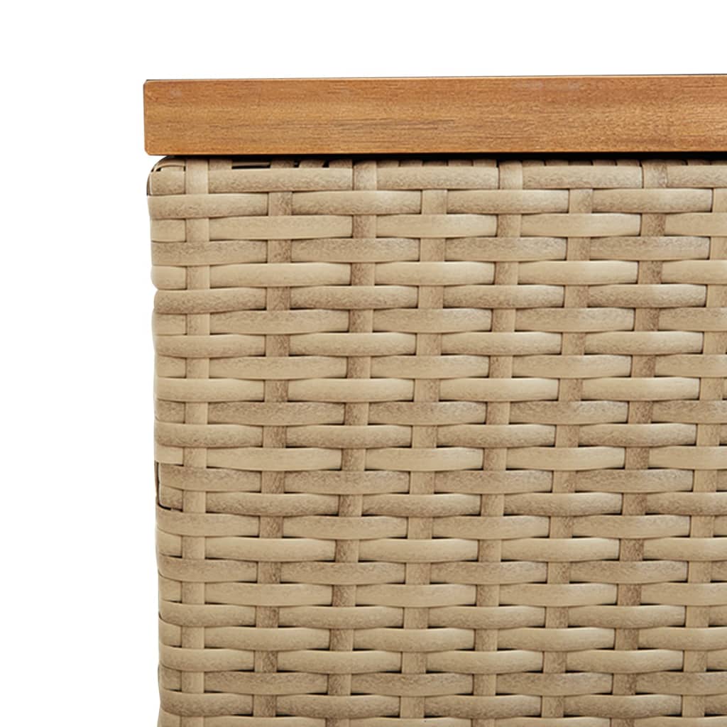 Contenitore da Giardino Beige 110x50x54 cm Polyrattan e Acacia