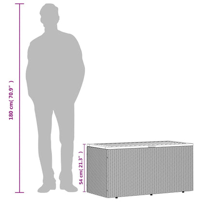 Beigefarbener Gartenbehälter 110x50x54 cm aus Polyrattan und Akazie