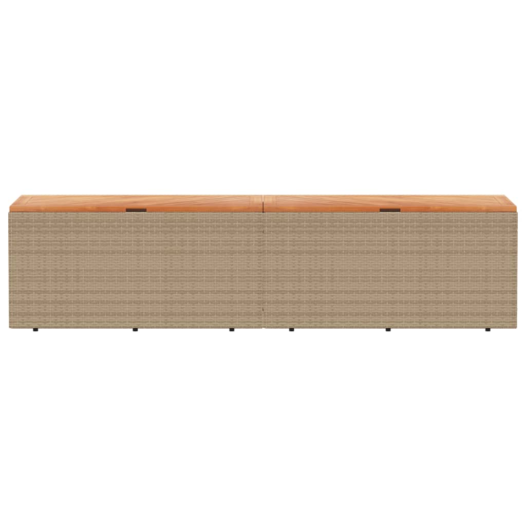 Contenitore da Giardino Beige 220x50x54 cm Polyrattan e Acacia