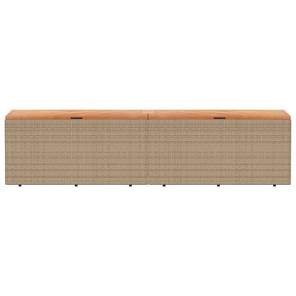 Contenitore da Giardino Beige 220x50x54 cm Polyrattan e Acacia