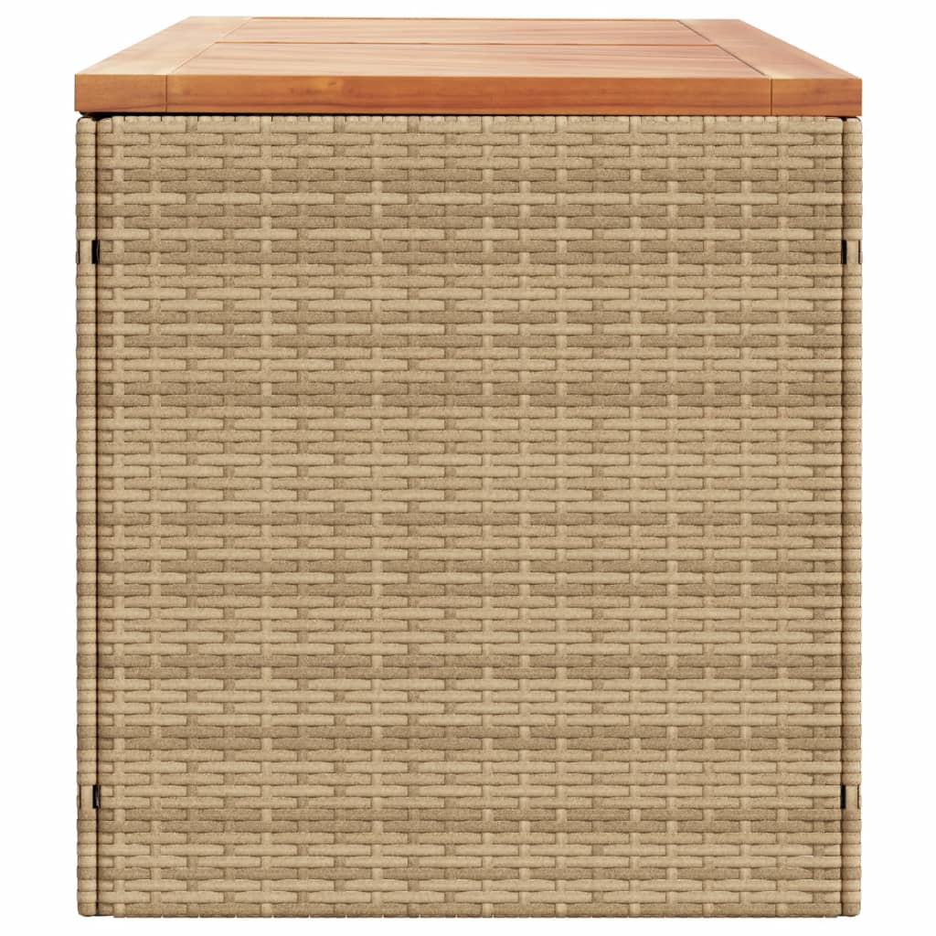 Contenitore da Giardino Beige 220x50x54 cm Polyrattan e Acacia