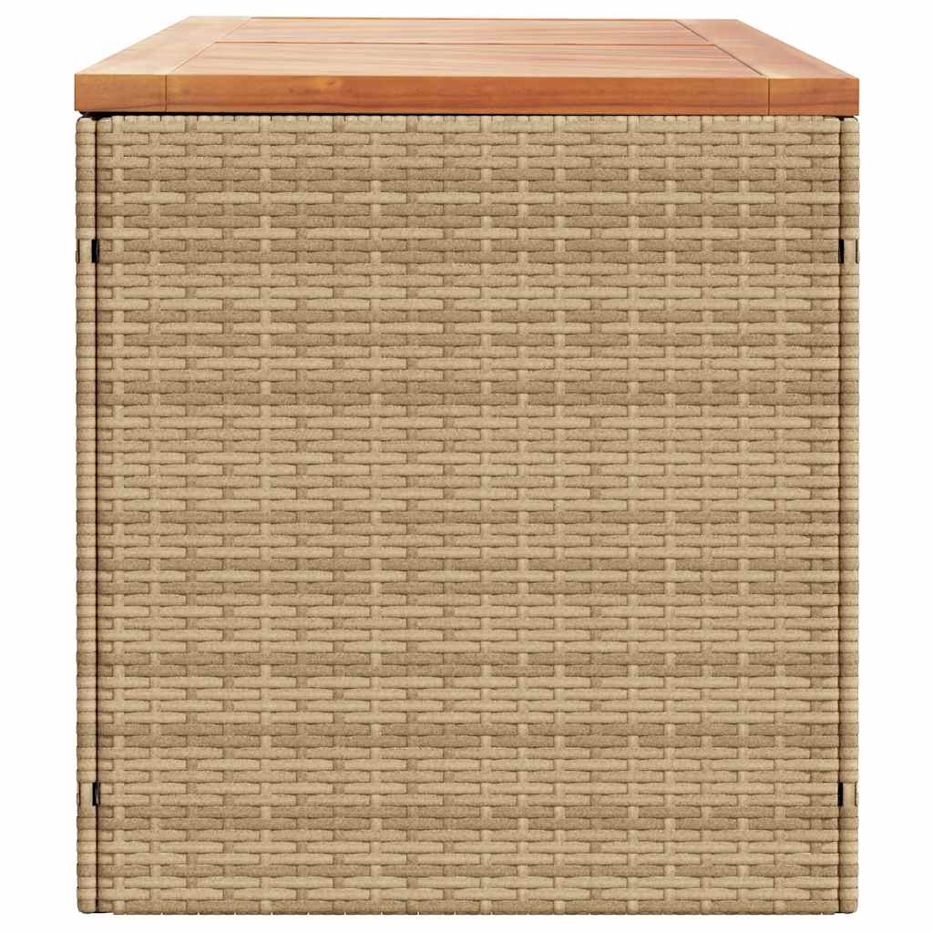 Contenitore da Giardino Beige 220x50x54 cm Polyrattan e Acacia - homemem39