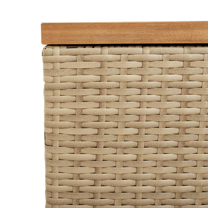 Contenitore da Giardino Beige 220x50x54 cm Polyrattan e Acacia