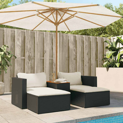 Set Divani da Giardino 5 pz con Cuscini Nero Polyrattan Acacia | homemem39