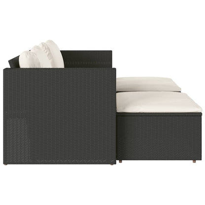 Set Divani da Giardino 5 pz con Cuscini Nero Polyrattan Acacia | homemem39