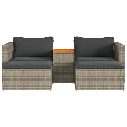 Set Divano Giardino 5 pz con Cuscini Grigio Polyrattan Acacia | homemem39