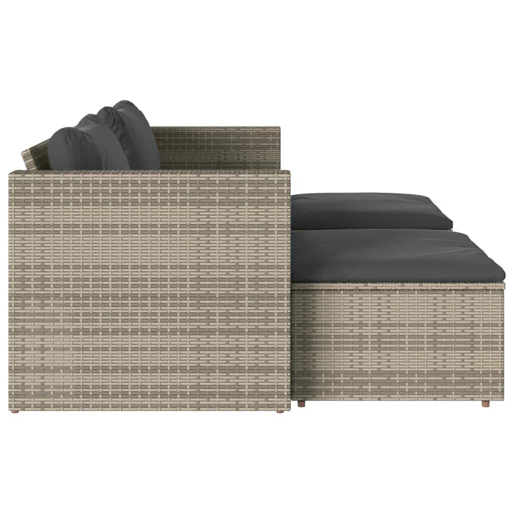 Set Divano Giardino 5 pz con Cuscini Grigio Polyrattan Acacia | homemem39
