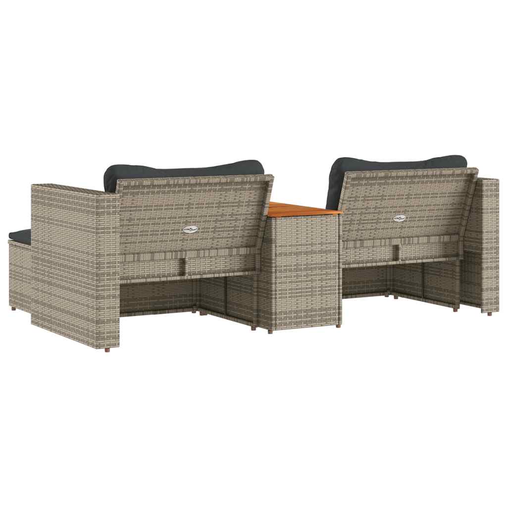Set Divano Giardino 5 pz con Cuscini Grigio Polyrattan Acacia | homemem39