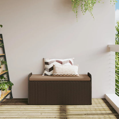 Cassapanca con Cuscino Marrone 115x51x52 cm in Polyrattan | homemem39