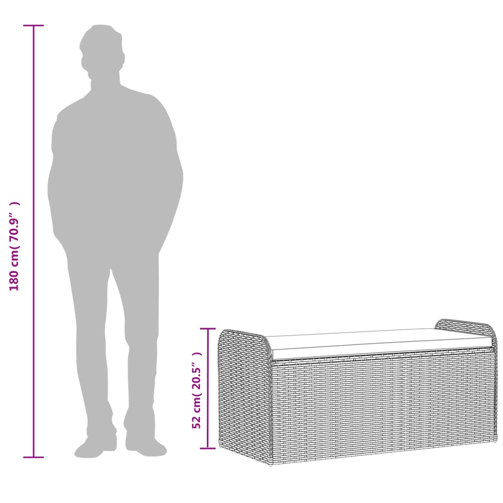 Cassapanca con Cuscino Marrone 115x51x52 cm in Polyrattan | homemem39