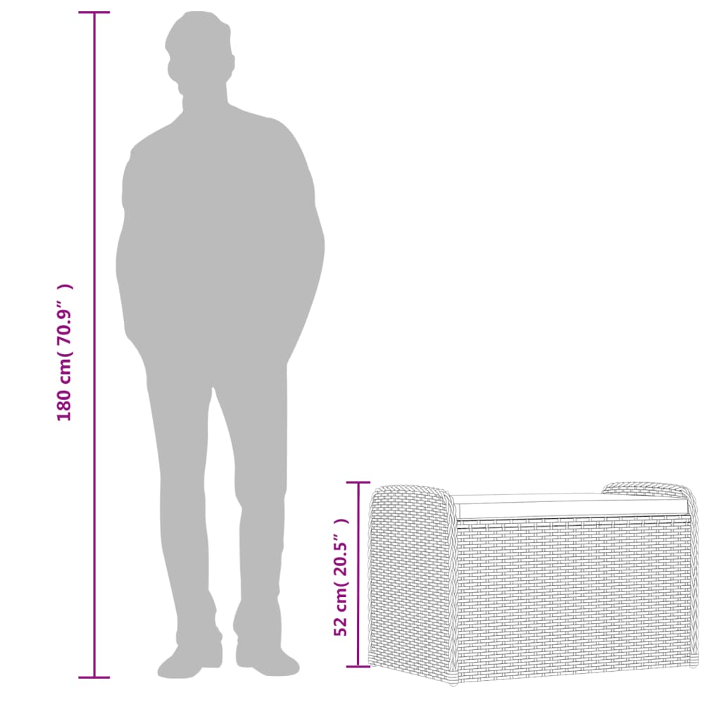 Cassapanca con Cuscino Grigia 80x51x52 cm in Polyrattan | homemem39