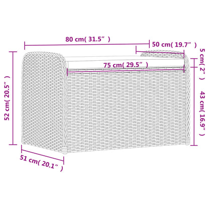 Cassapanca con Cuscino Grigia 80x51x52 cm in Polyrattan | homemem39