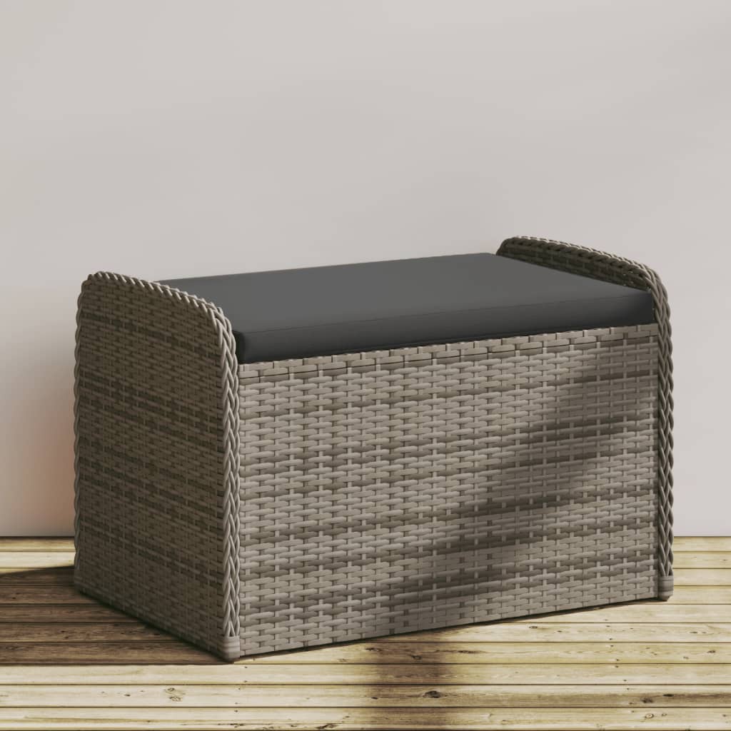 Cassapanca con Cuscino Grigia 80x51x52 cm in Polyrattan | homemem39