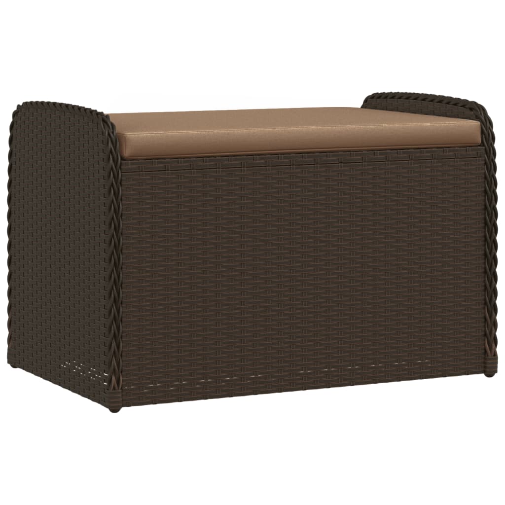 Cassapanca con Cuscino Marrone 80x51x52 cm in Polyrattan | homemem39