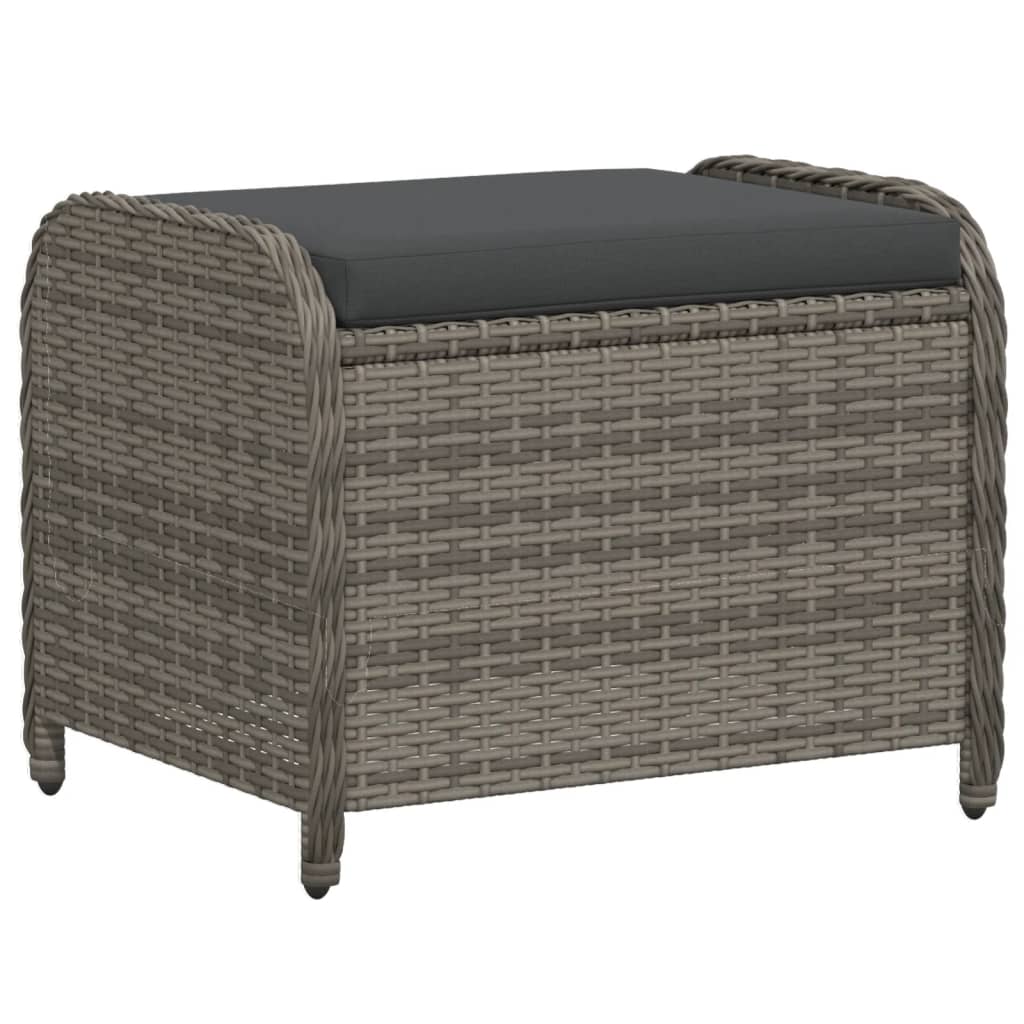 Sgabello Giardino con Cuscino Grigio 58x46x46 cm in Polyrattan - homemem39