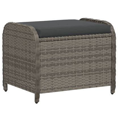 Sgabello Giardino con Cuscino Grigio 58x46x46 cm in Polyrattan - homemem39
