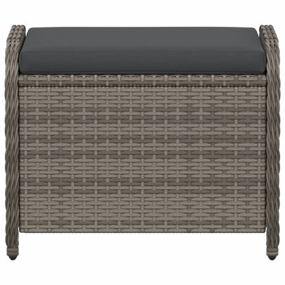 Sgabello Giardino con Cuscino Grigio 58x46x46 cm in Polyrattan