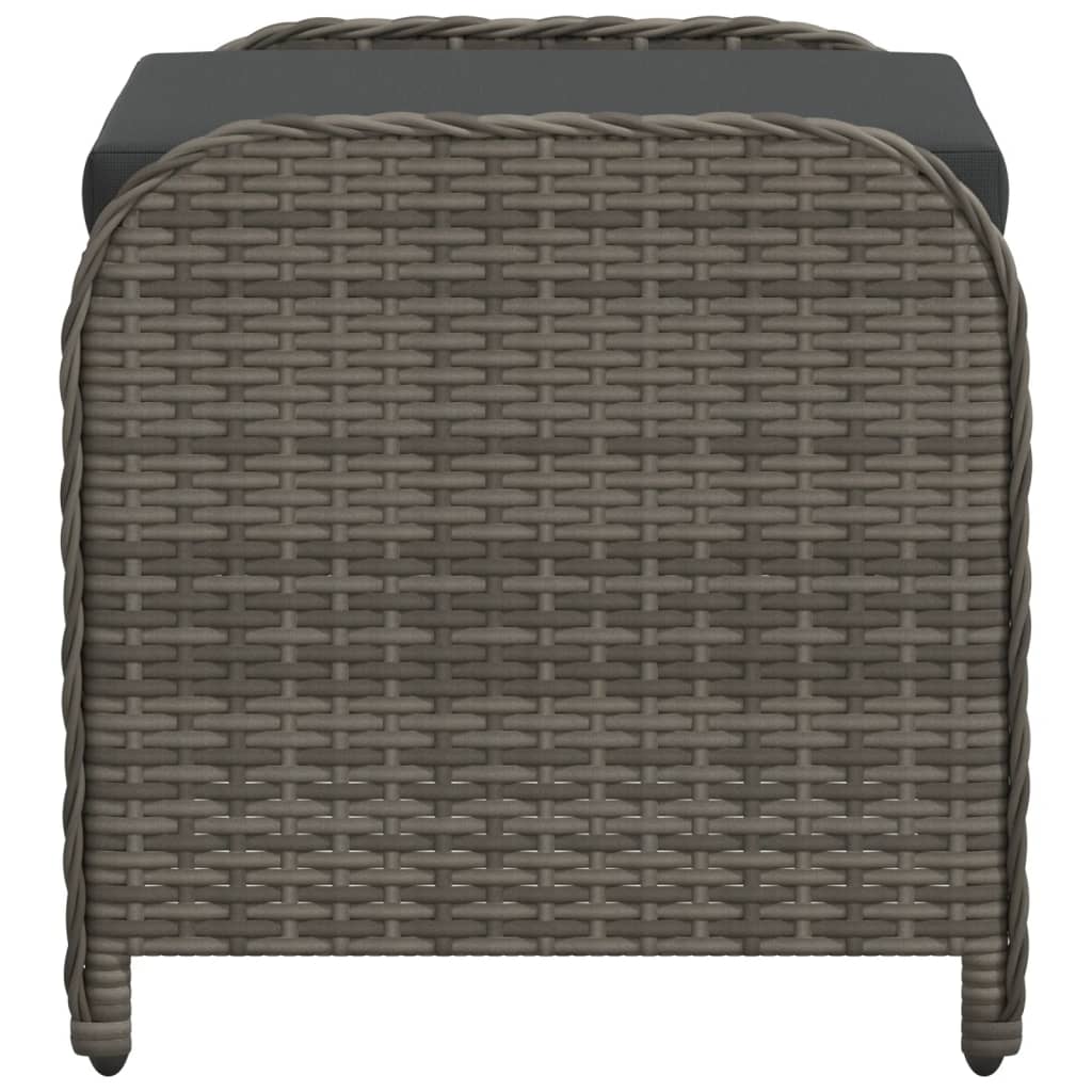 Sgabello Giardino con Cuscino Grigio 58x46x46 cm in Polyrattan