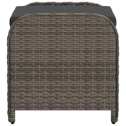 Sgabello Giardino con Cuscino Grigio 58x46x46 cm in Polyrattan