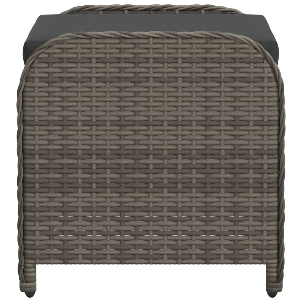 Sgabello Giardino con Cuscino Grigio 58x46x46 cm in Polyrattan - homemem39