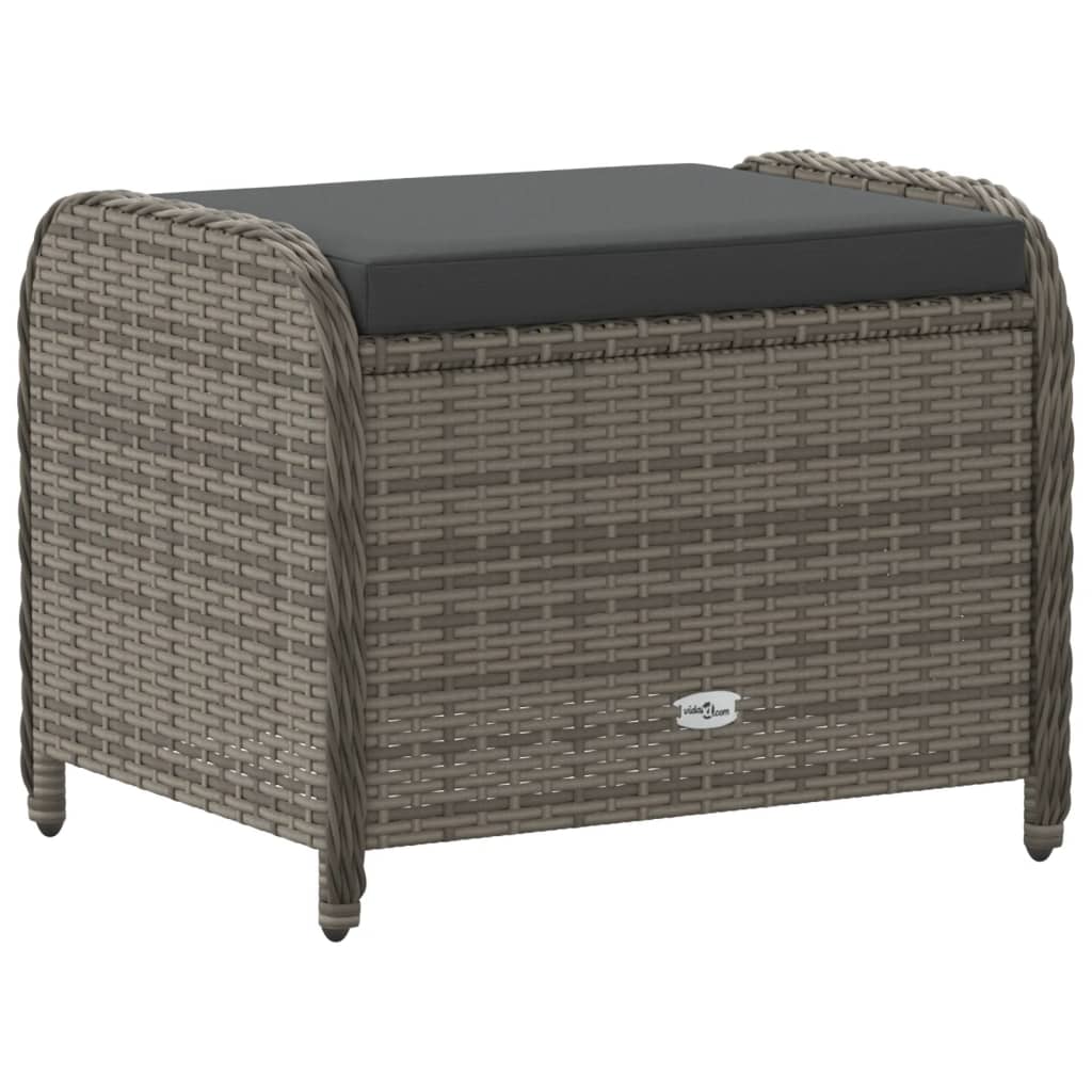 Sgabello Giardino con Cuscino Grigio 58x46x46 cm in Polyrattan - homemem39