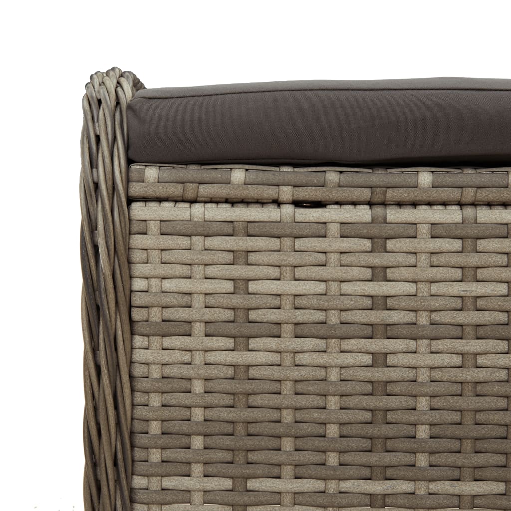 Sgabello Giardino con Cuscino Grigio 58x46x46 cm in Polyrattan