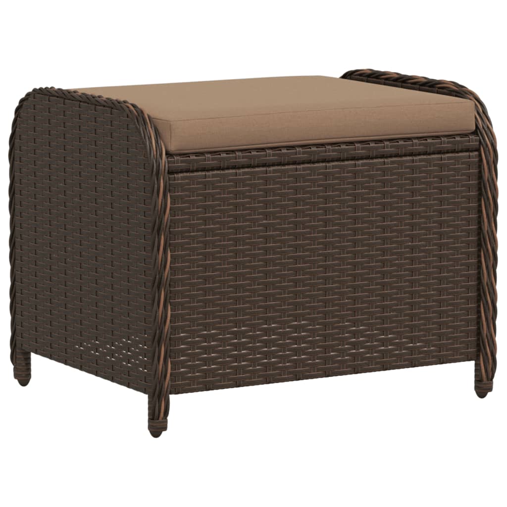 Sgabello Giardino con Cuscino Marrone 58x46x46 cm in Polyrattan - homemem39