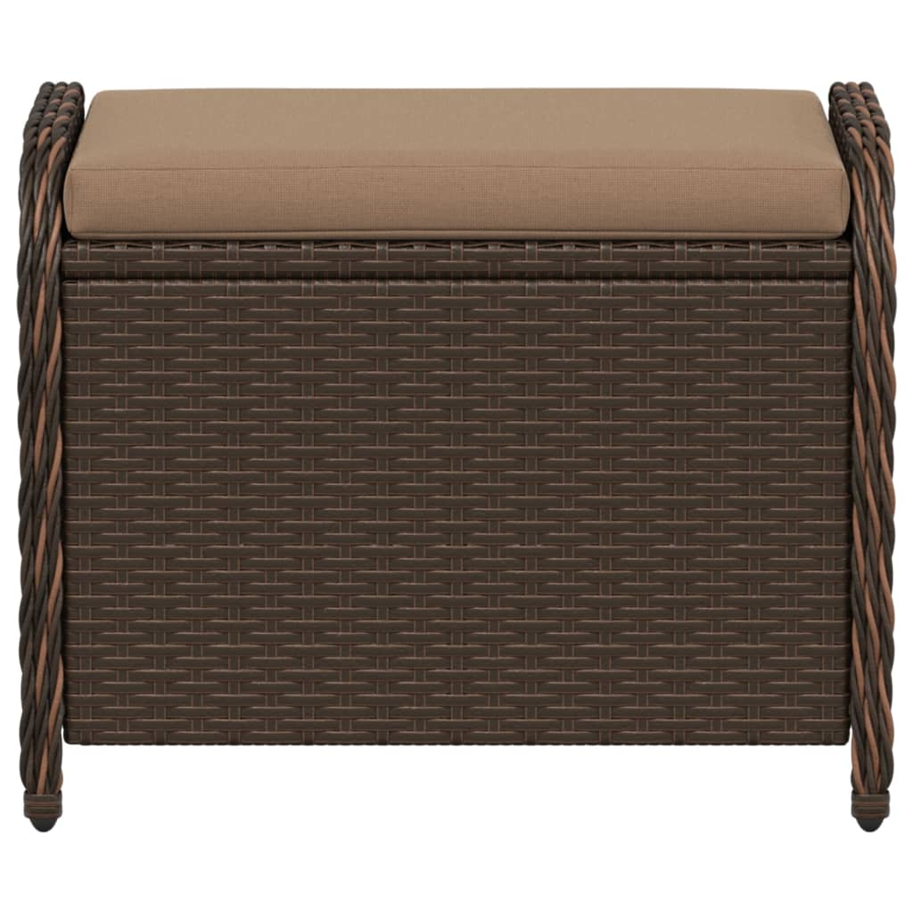 Sgabello Giardino con Cuscino Marrone 58x46x46 cm in Polyrattan