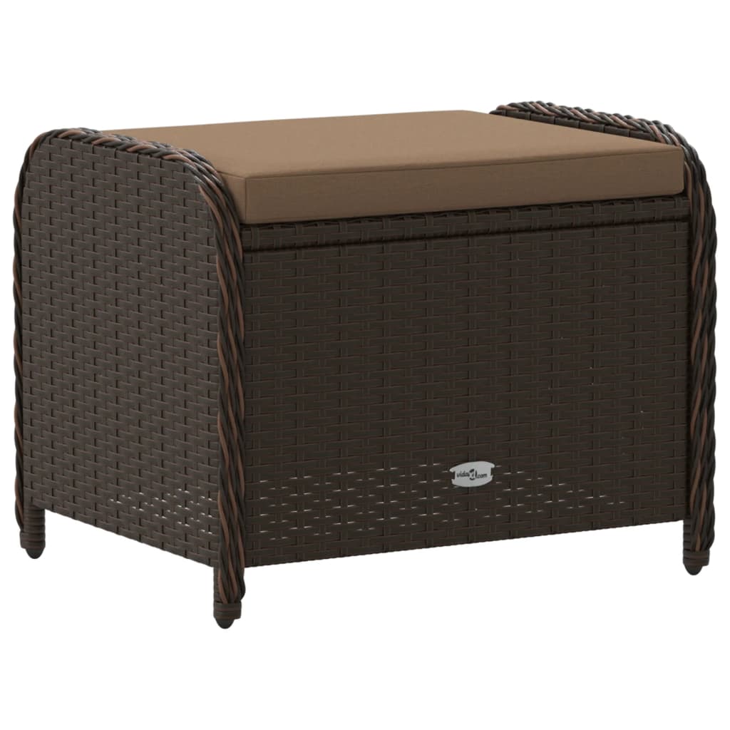 Sgabello Giardino con Cuscino Marrone 58x46x46 cm in Polyrattan - homemem39