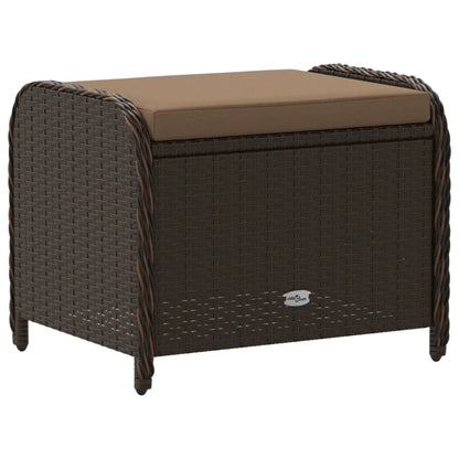 Sgabello Giardino con Cuscino Marrone 58x46x46 cm in Polyrattan - homemem39