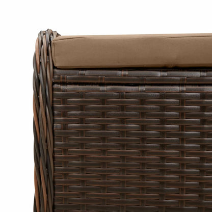 Sgabello Giardino con Cuscino Marrone 58x46x46 cm in Polyrattan