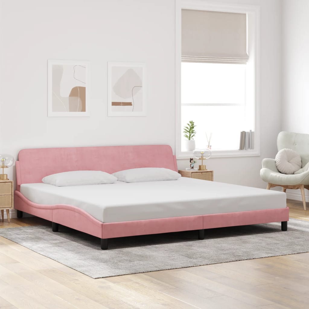 Giroletto con Testiera Rosa 200x200 cm in Velluto - homemem39
