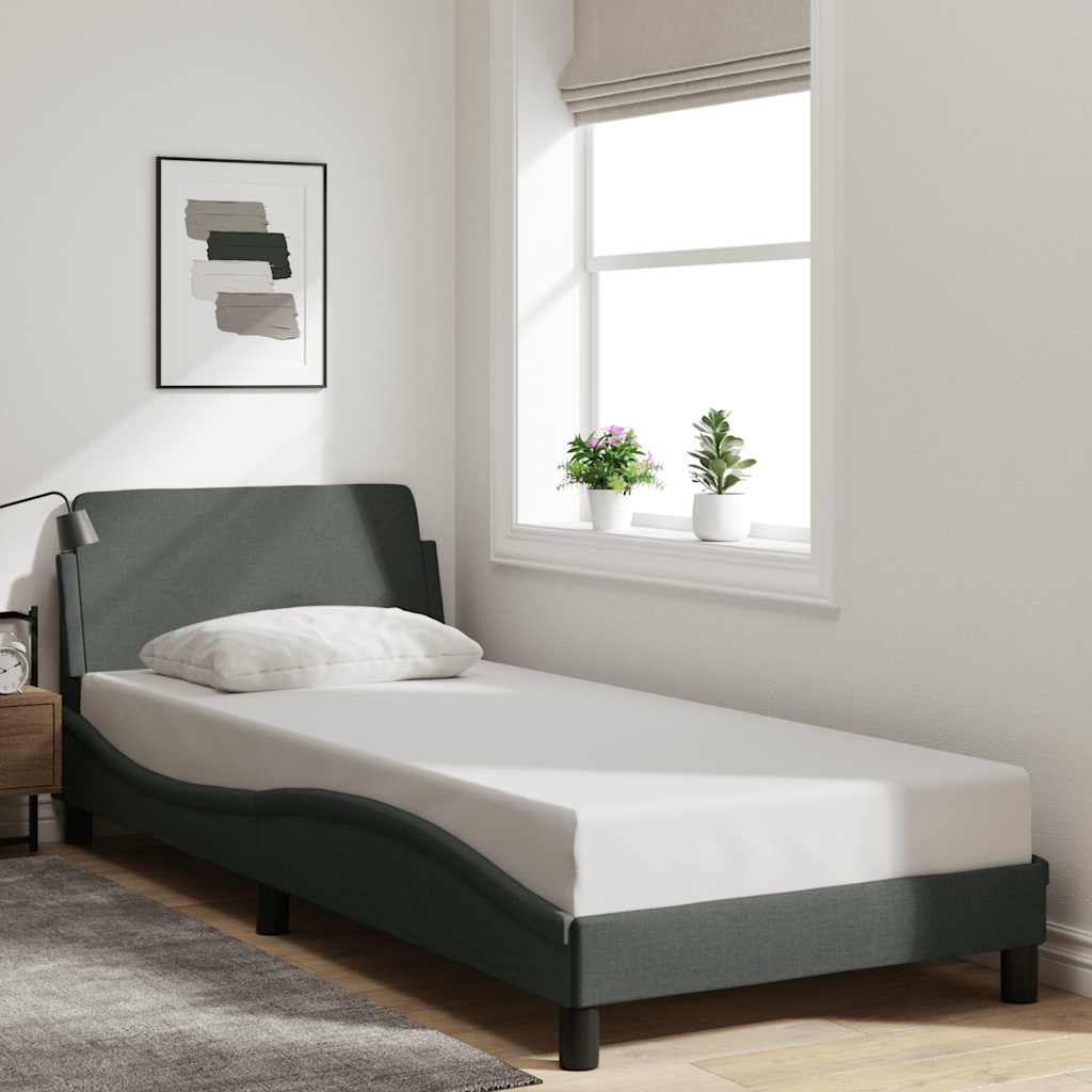 Struttura letto Dover Grigio Scuro 90x190 cm in Tessuto | homemem39