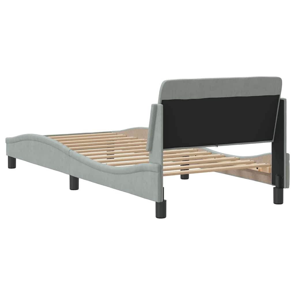 Struttura letto Dover Grigio Chiaro 90x190 cm in Velluto | homemem39