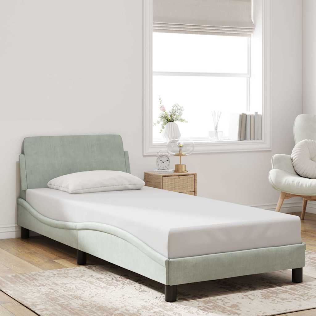 Struttura letto Dover Grigio Chiaro 90x190 cm in Velluto | homemem39