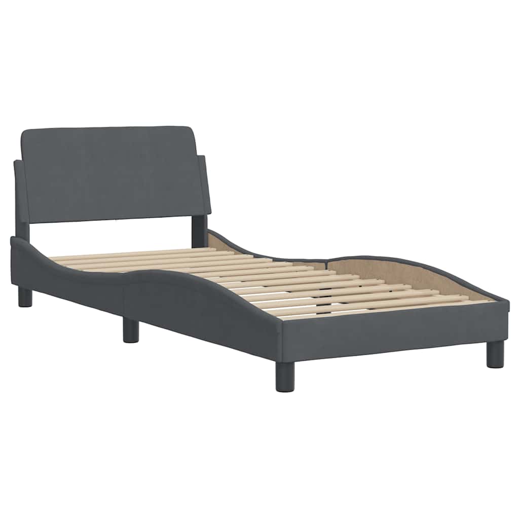 Struttura letto Dover Grigio Scuro 90x190 cm in Velluto | homemem39