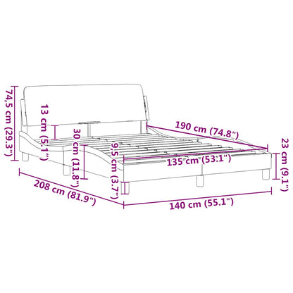 Struttura letto Dover Grigio Chiaro 135x190 cm in Tessuto | homemem39