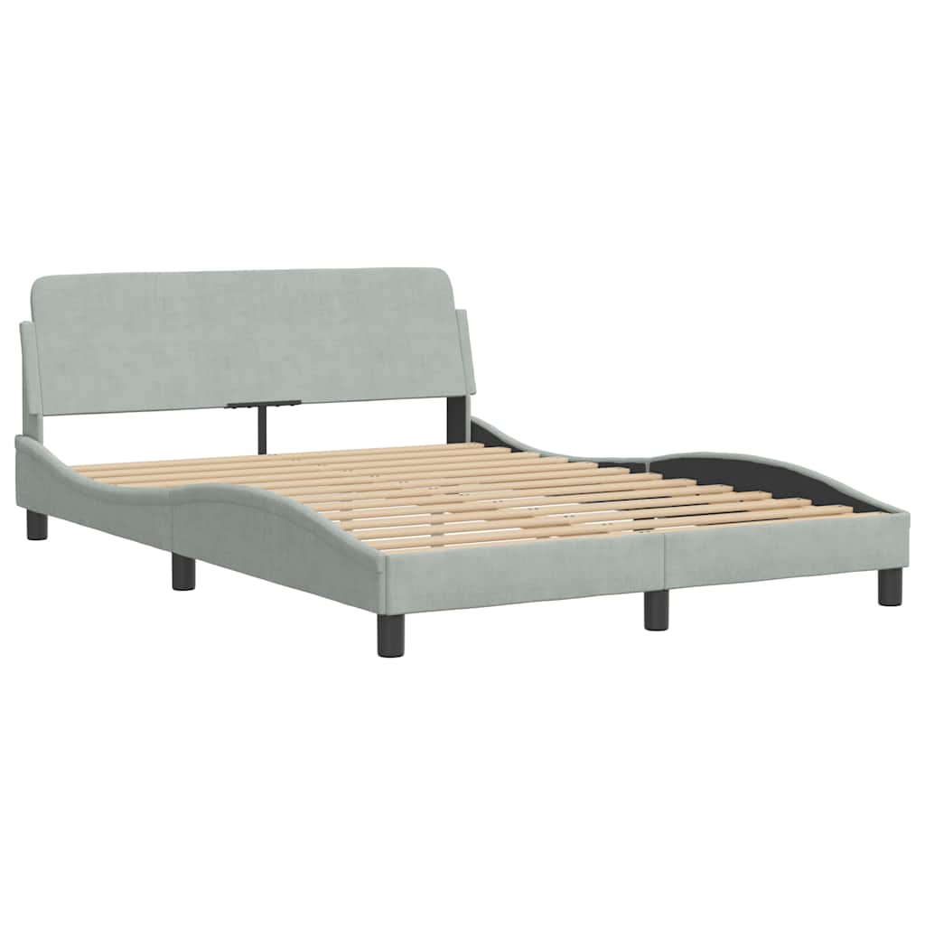 Struttura letto Dover Grigio Chiaro 135x190 cm in Velluto | homemem39