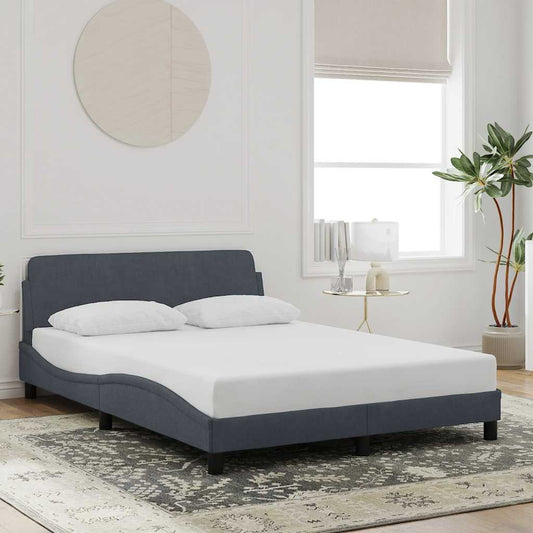 Struttura letto Dover Grigio Scuro 135x190 cm in Velluto | homemem39