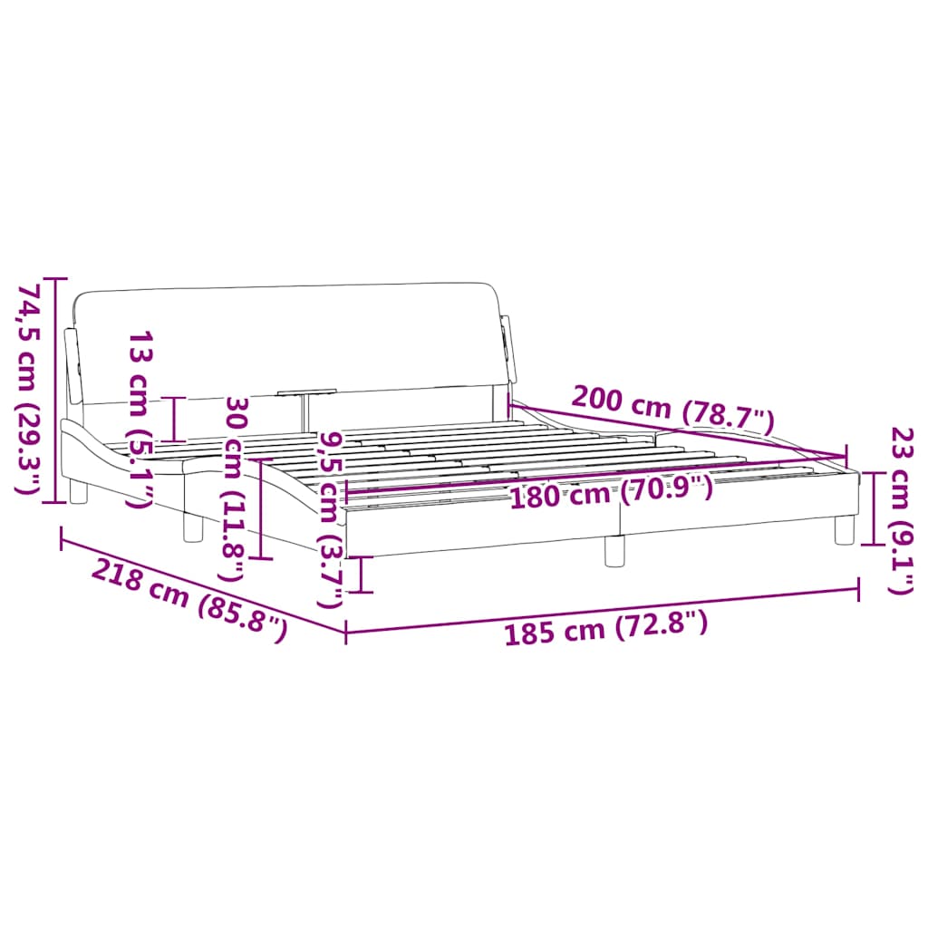 Struttura letto Dover Nera 180x200 cm in Velluto | homemem39