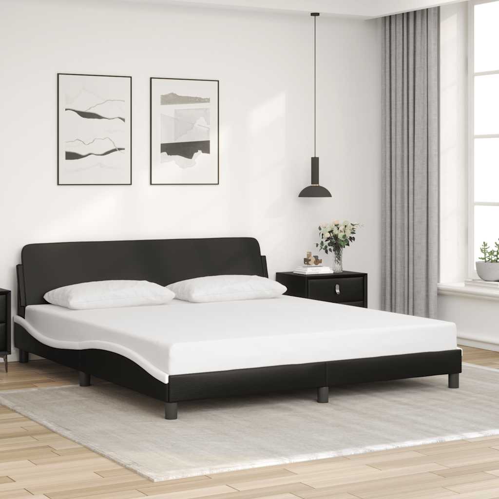 Struttura letto Dover in Similpelle Bianca e Nera 180x200 cm | homemem39