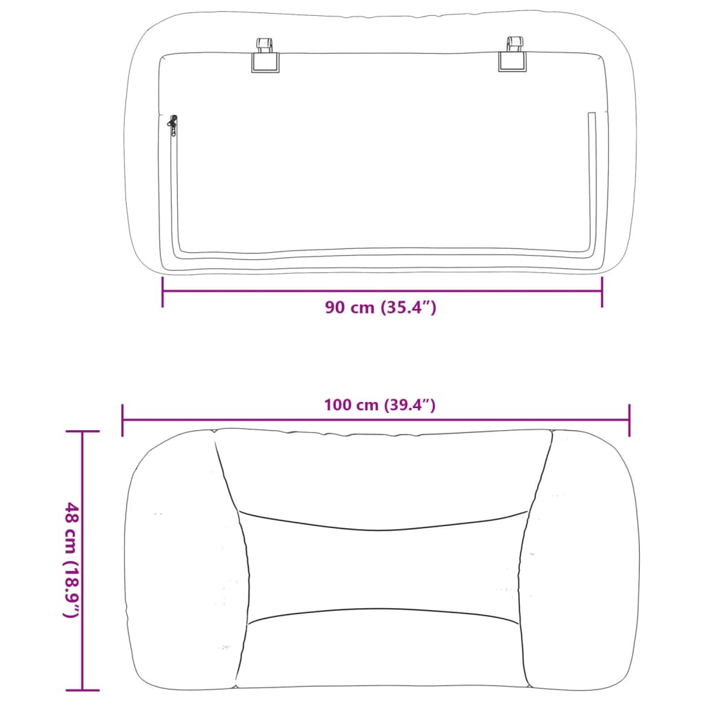 Cuscino Testiera Tortora 90 cm in Tessuto - homemem39