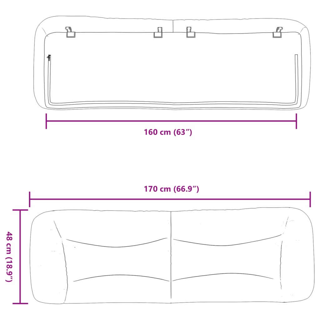 Cuscino Testiera Hvar Marrone Scuro 160 cm in Tessuto | homemem39