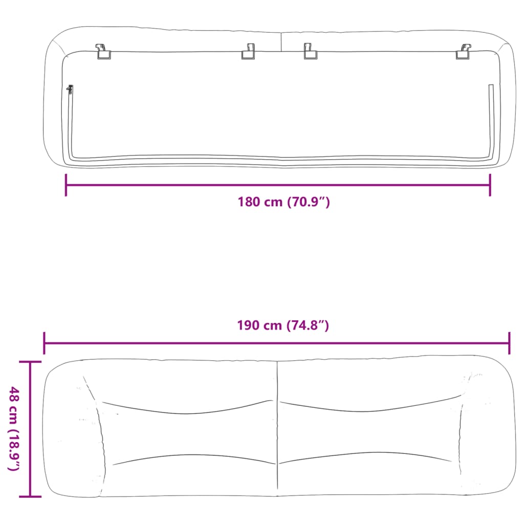 Cuscino Testiera Hvar Nero 180 cm in Similpelle | homemem39