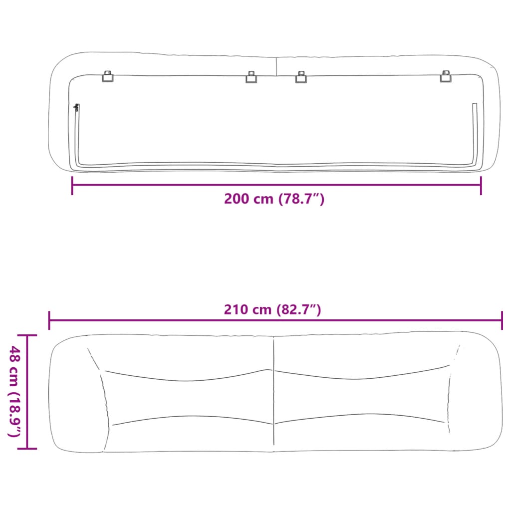 Cuscino Testiera Hvar Crema 200 cm in Tessuto | homemem39