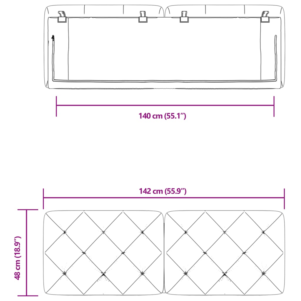 Cuscino Testiera Grigio Chiaro 140 cm in Velluto | homemem39
