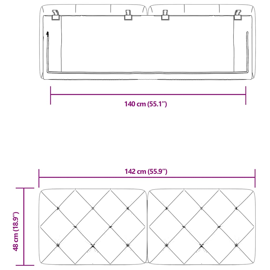 Cuscino Testiera Blu 140 cm in Velluto | homemem39