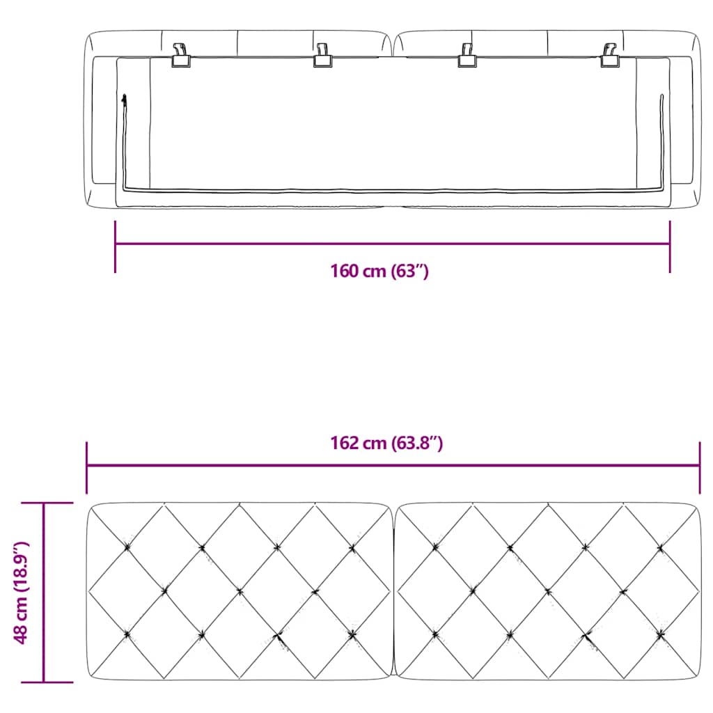 Cuscino Testiera Blu 160 cm in Velluto | homemem39