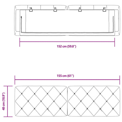 Cuscino Testiera Grigio Scuro 152 cm in Velluto